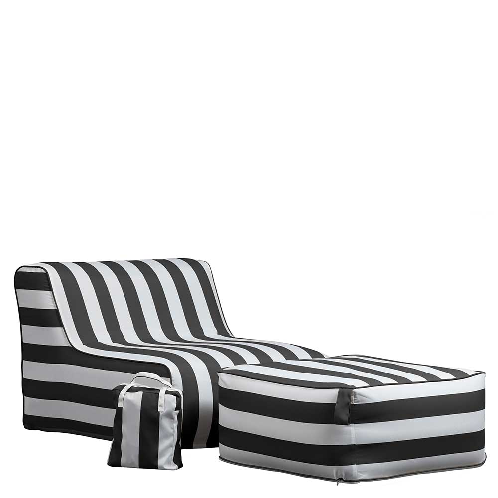 Aufblasbare Möbel Bucurest in Weiß und Schwarz mit Streifenmuster