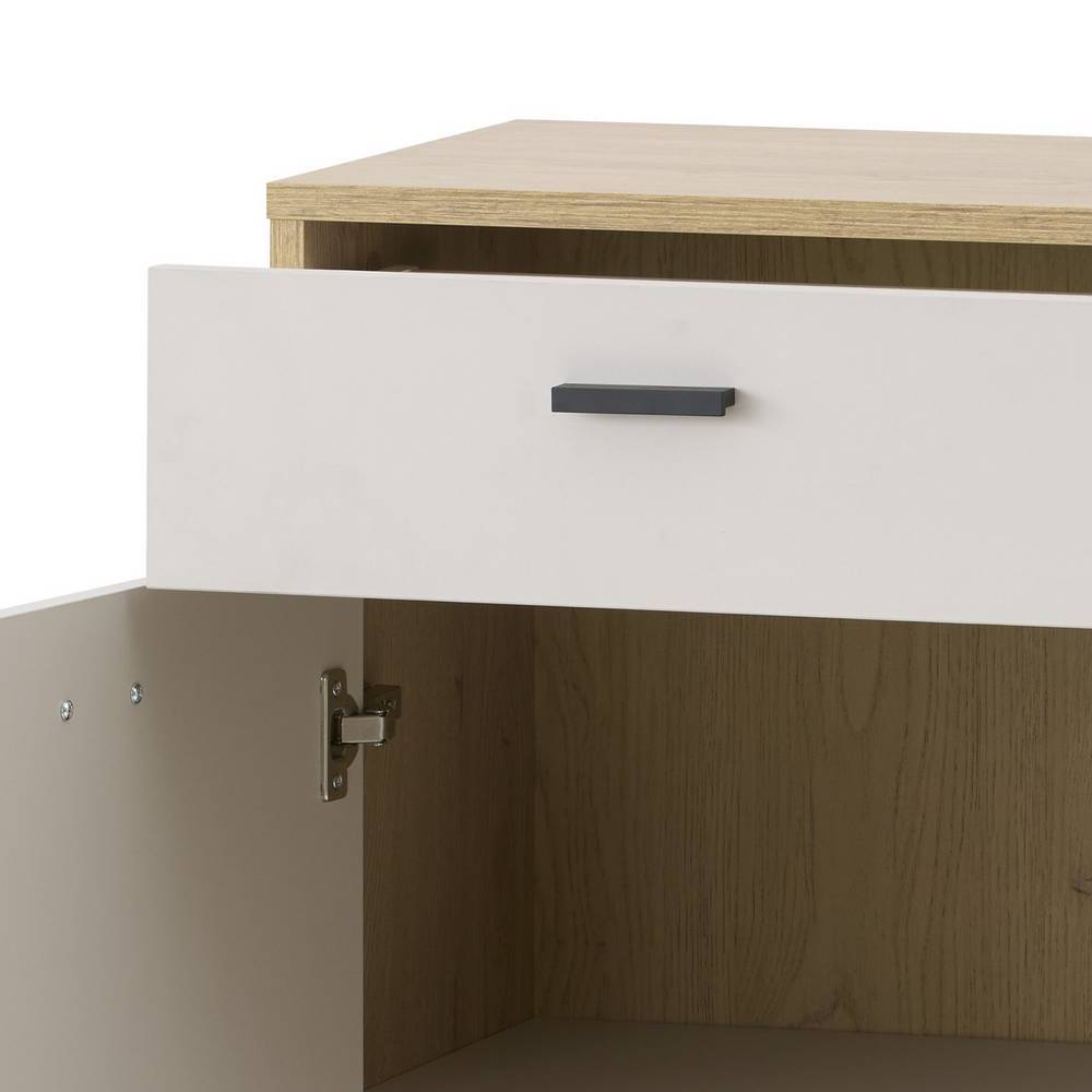 Kommode Zimena mit zwei Schubladen und Vierfußgestell aus Metall
