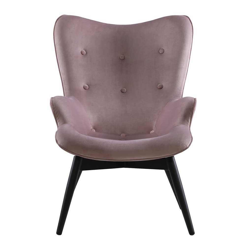 Skandi Design Polstersessel Osmin in Altrosa Samt mit Ohren