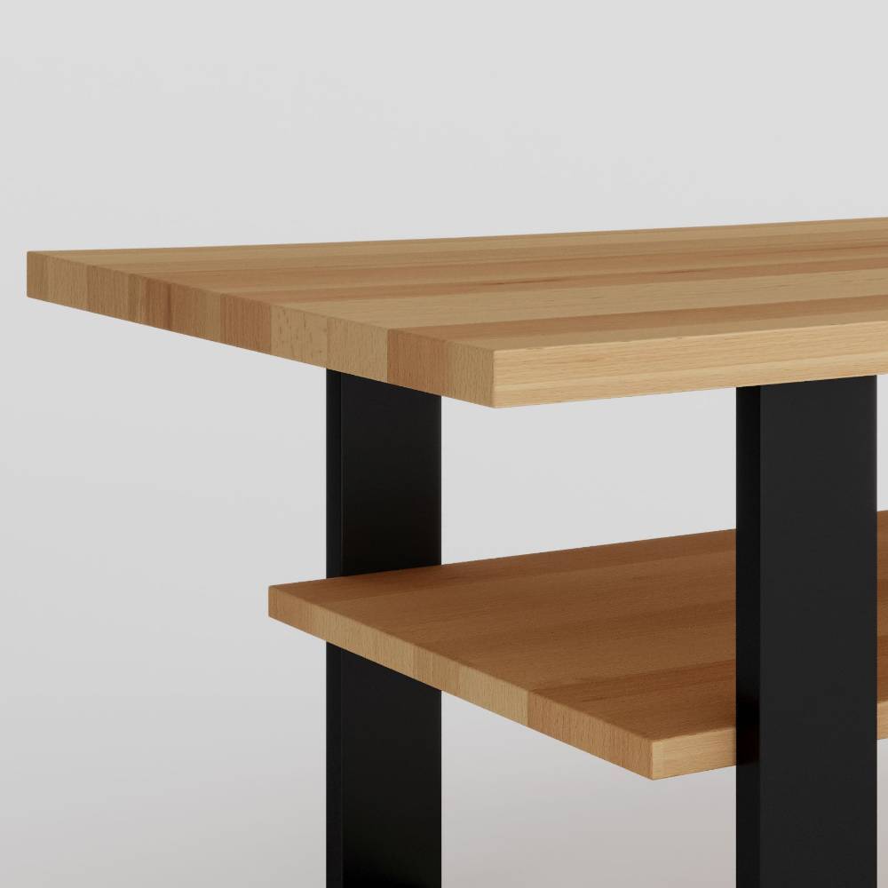 Sofatisch Zella aus Kernbuche Massivholz mit Bügelgestell