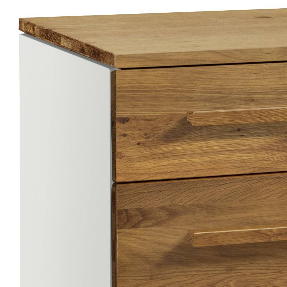 Wohnzimmer Kommode Rund in Wildeichefarben & Weiß 135 cm breit