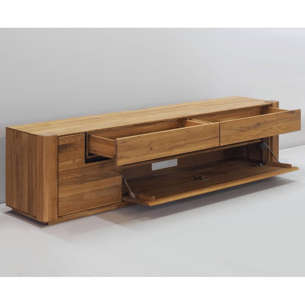 TV Board Arouca aus Eiche Massivholz mit Klappe