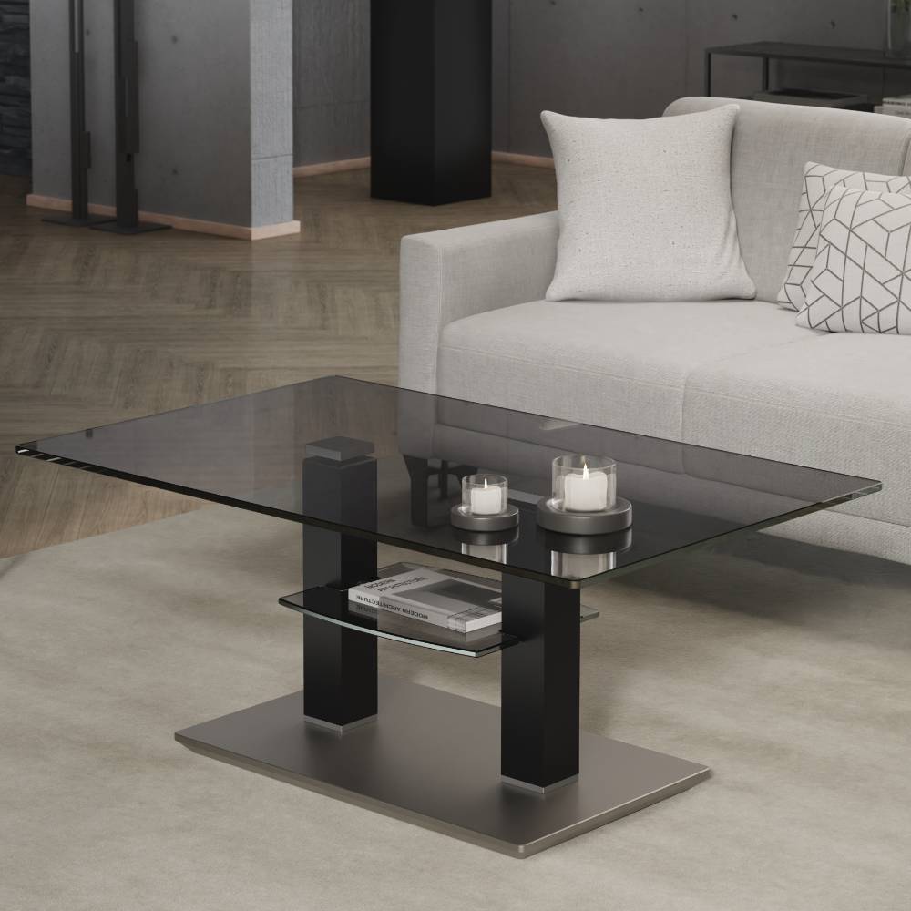 Couchtisch Atlona mit Glasplatte höhenverstellbar
