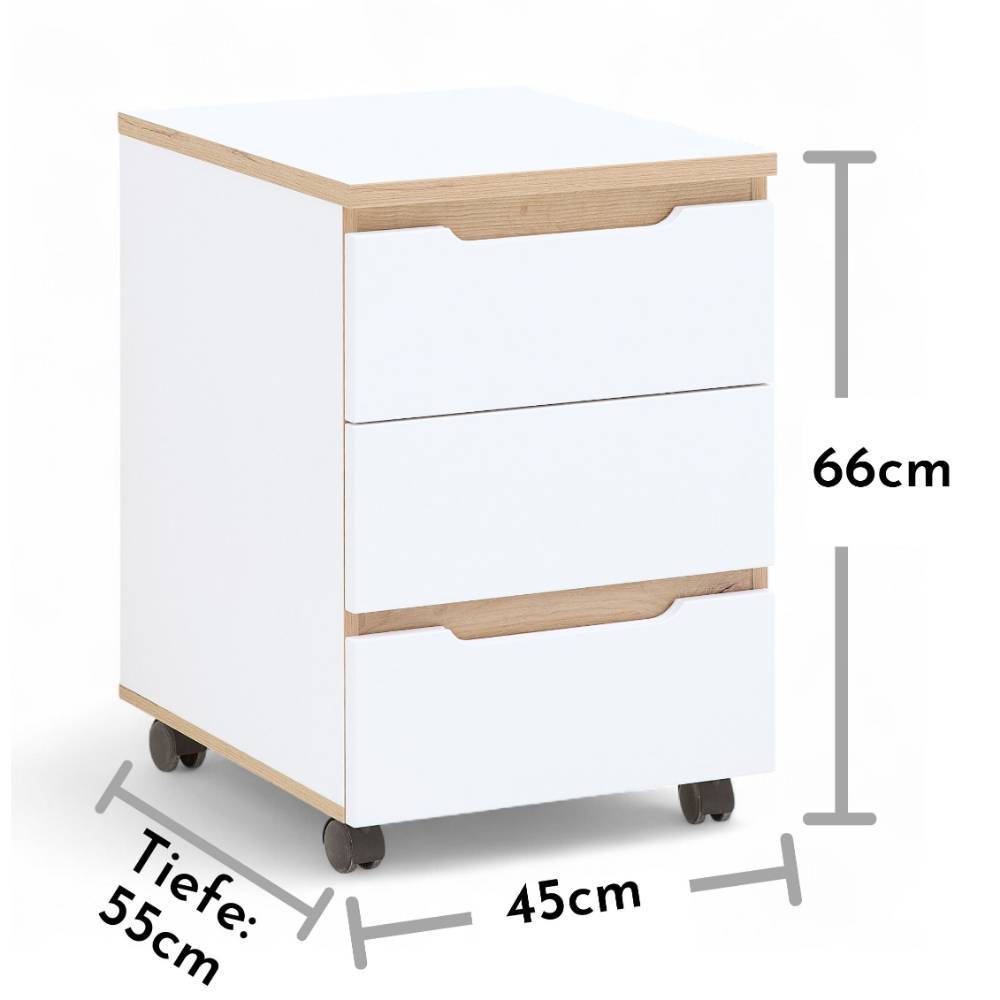 Bürorollcontainer Mariocavo in Weiß mit Griffmulden