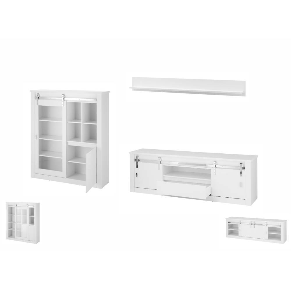Wohnwand modern Melvyno 334 cm breit und 152 cm hoch (dreiteilig)