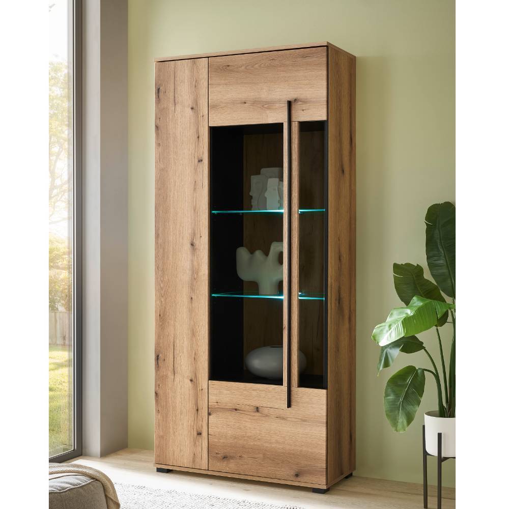 Anbauwand Cemutra in modernem Design - Eichefarben (vierteilig)