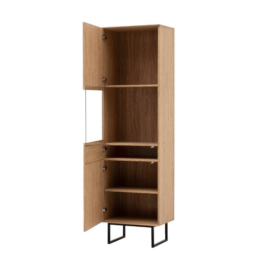 Design Wohnwand Carno in Eiche Stone 258 cm breit (zweiteilig)