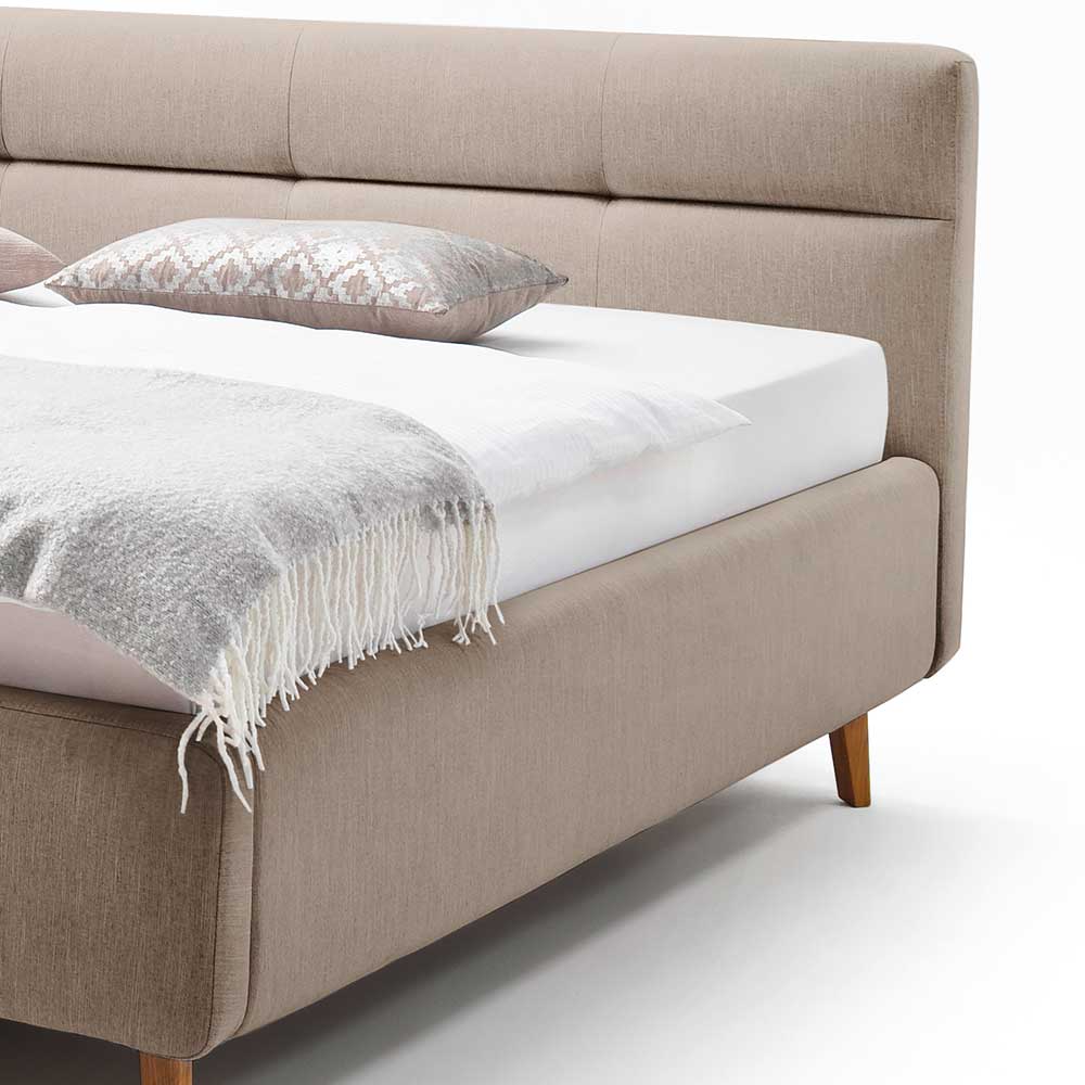 Stauraumbett Ladwica in Beige Webstoff modern