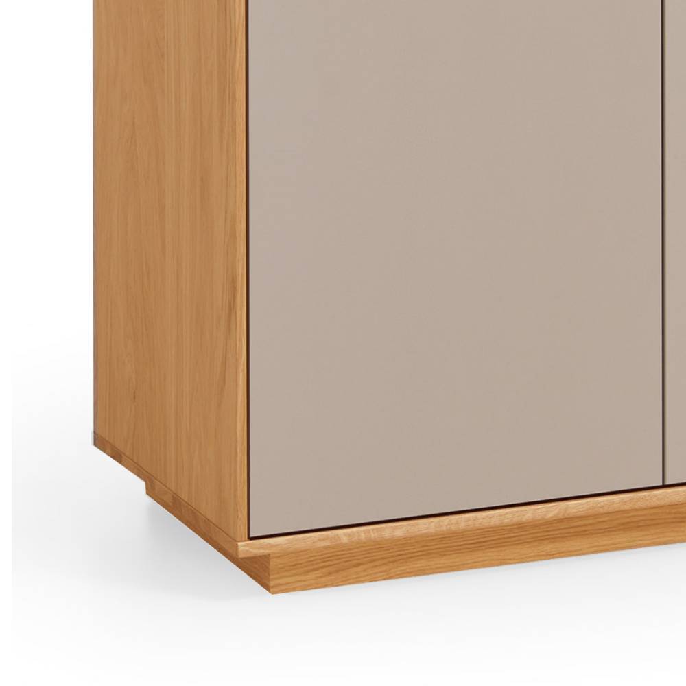 Dielenschrank modern Frasyn in Eiche Bianco und Taupe