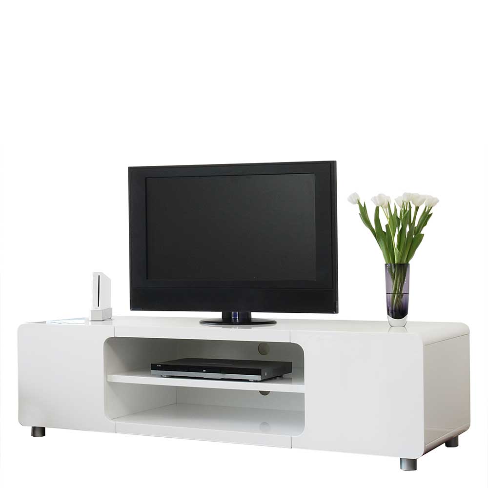 Hochglanz TV Lowboard Abelca in Weiß modernes Design
