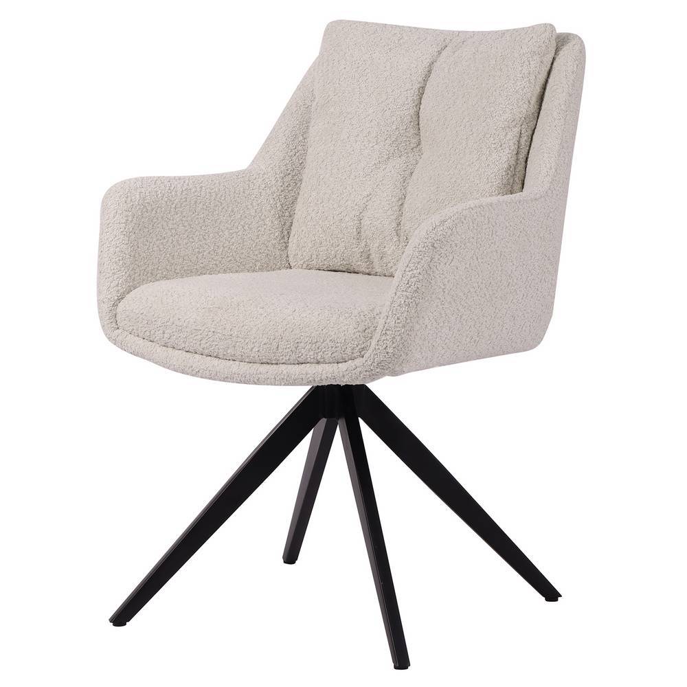 Polsterstuhl Brutannia aus Boucle Stoff um 360 Grad drehbar