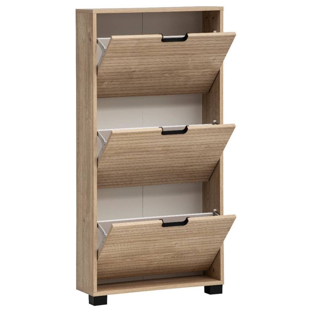 Schuhklappenschrank Rasvanna in Weißeiche Holzoptik 20 cm tief