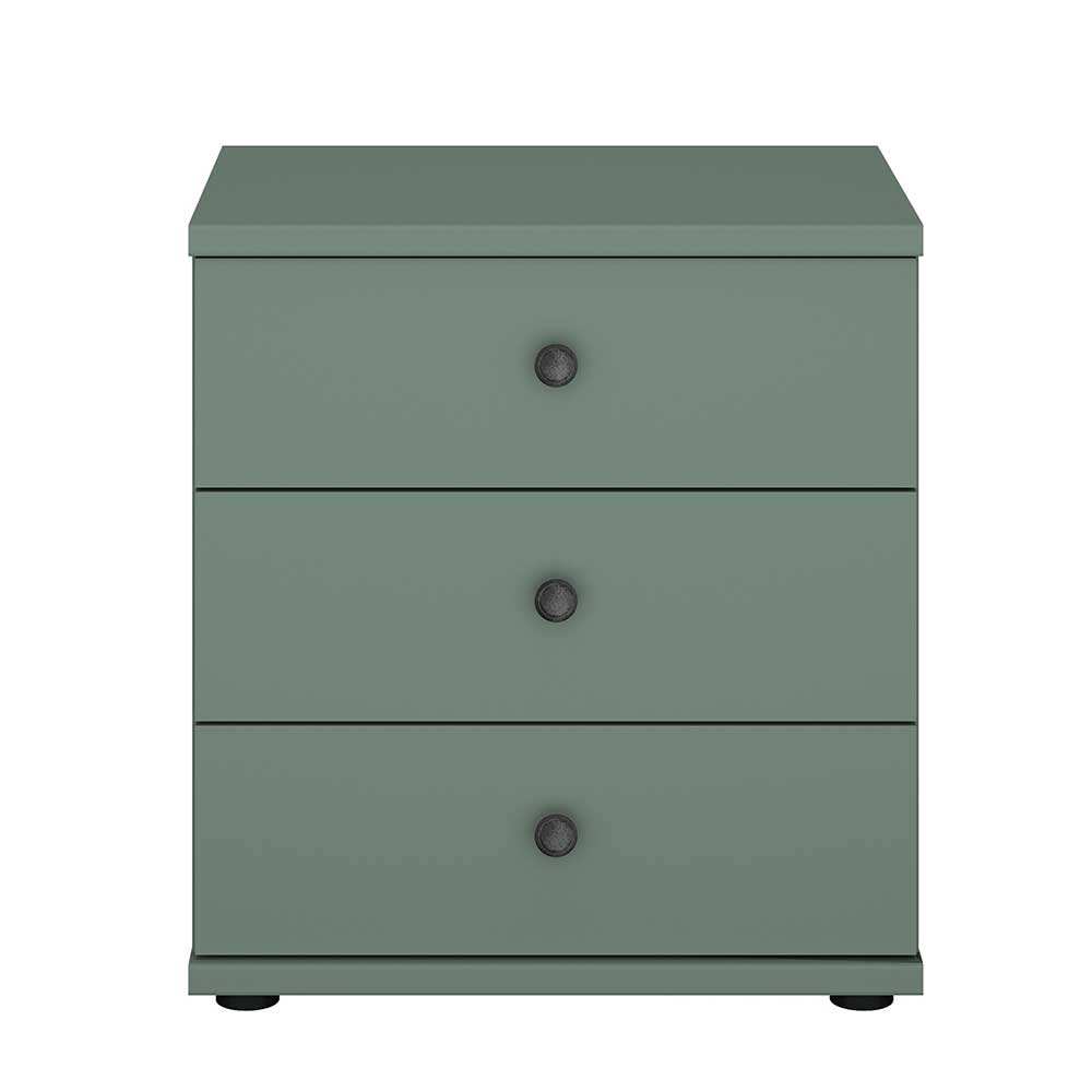 Doppel Bett 160 cm Forjan in Graugrün mit 48 cm Einstiegshöhe