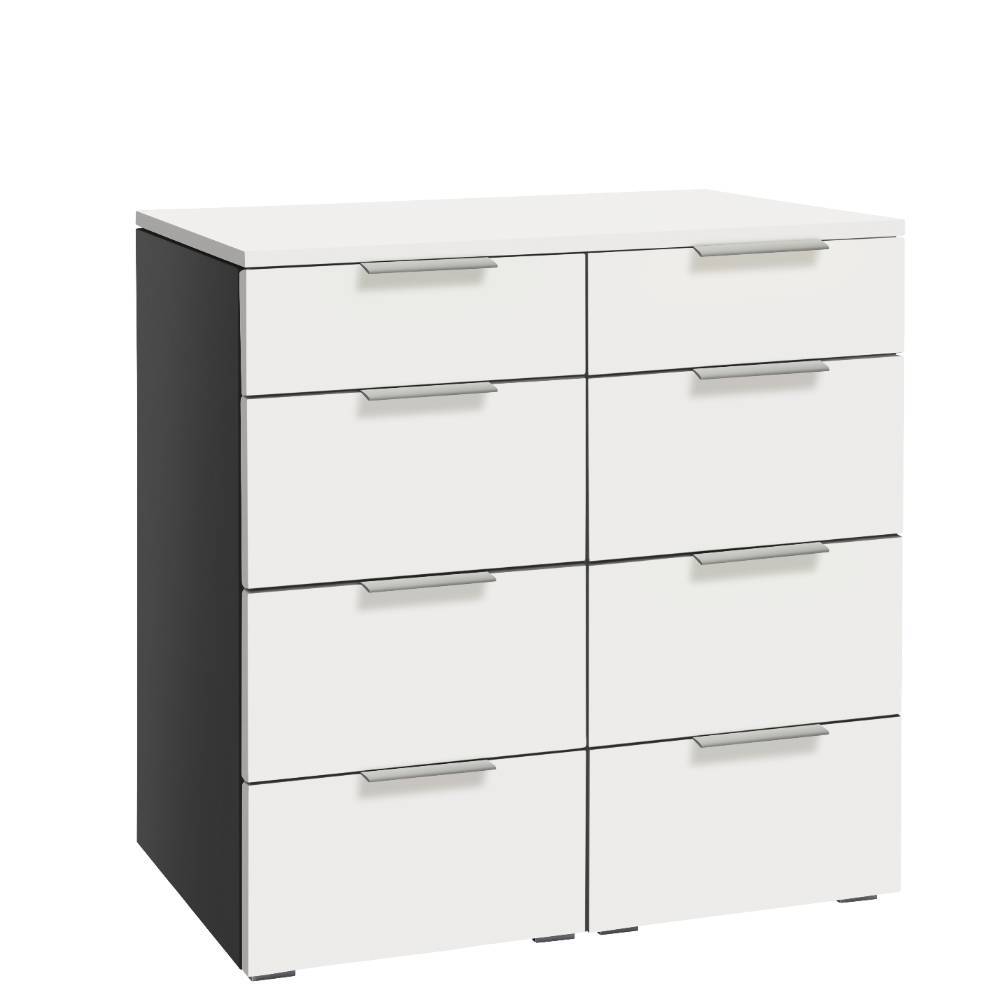 Schubladenkommode Middle in modernem Design - Weiß und Anthrazit