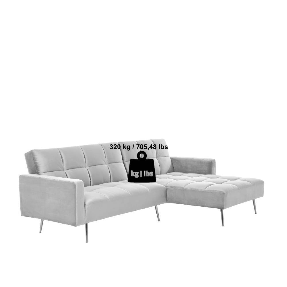Ecksofa Glamour aus Samt mit aufwendigen Steppungen