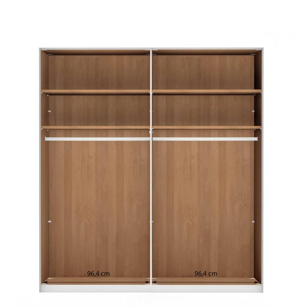 Schlafzimmerschrank modern Merkur in Eiche Bianco und Dunkelbraun