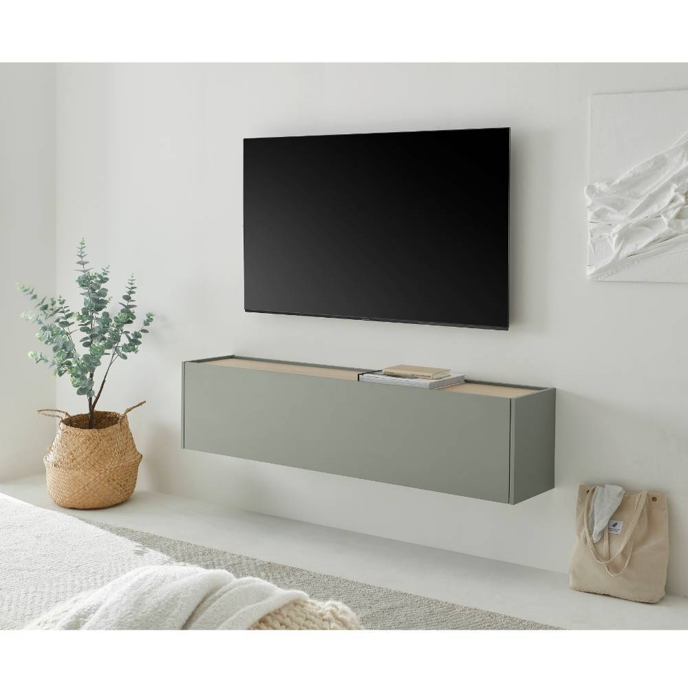 Wandschrank Ulfava in Graugrün mit Klappe