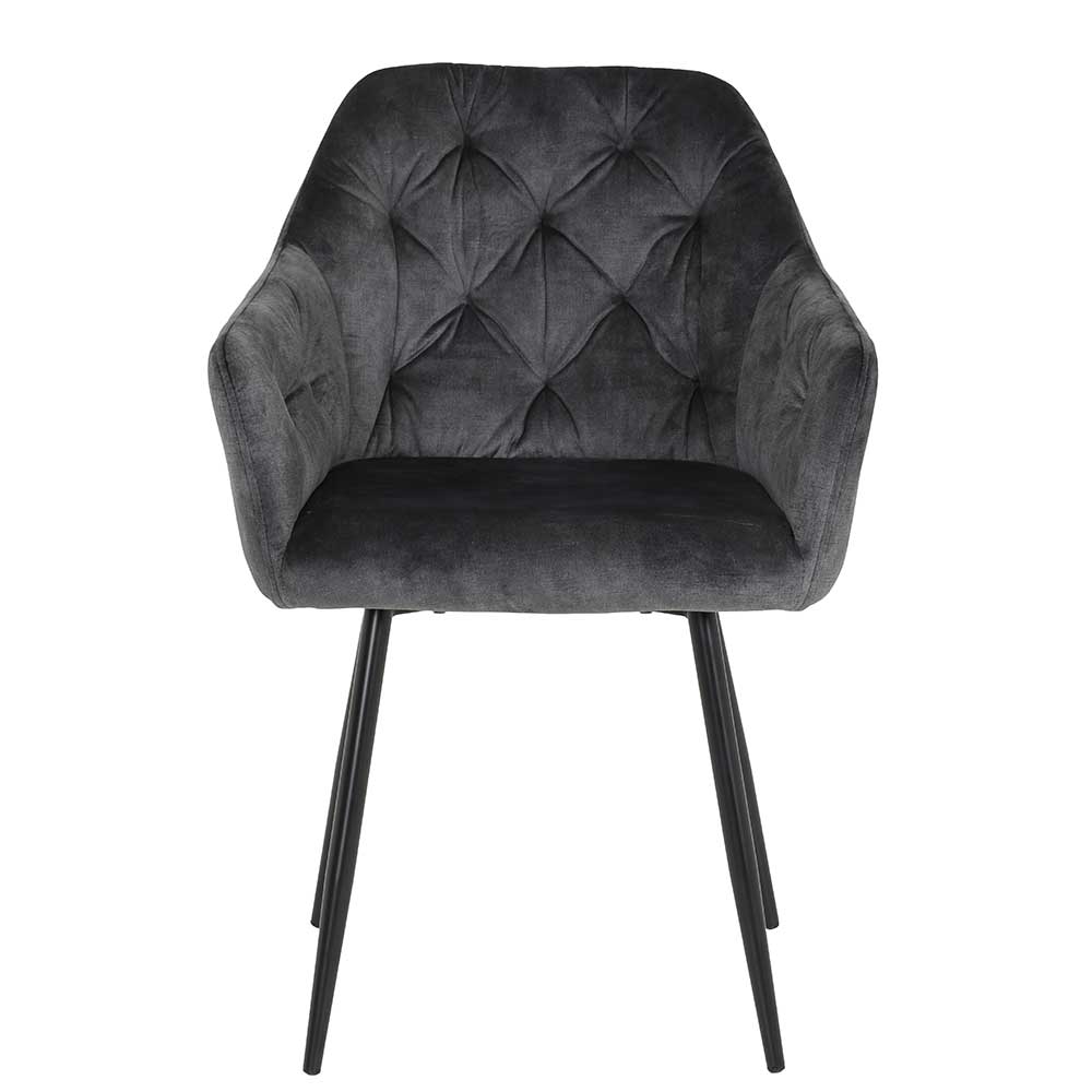 Polsterstuehle Esszimmer Ogrir in Anthrazit und Schwarz (2er Set)