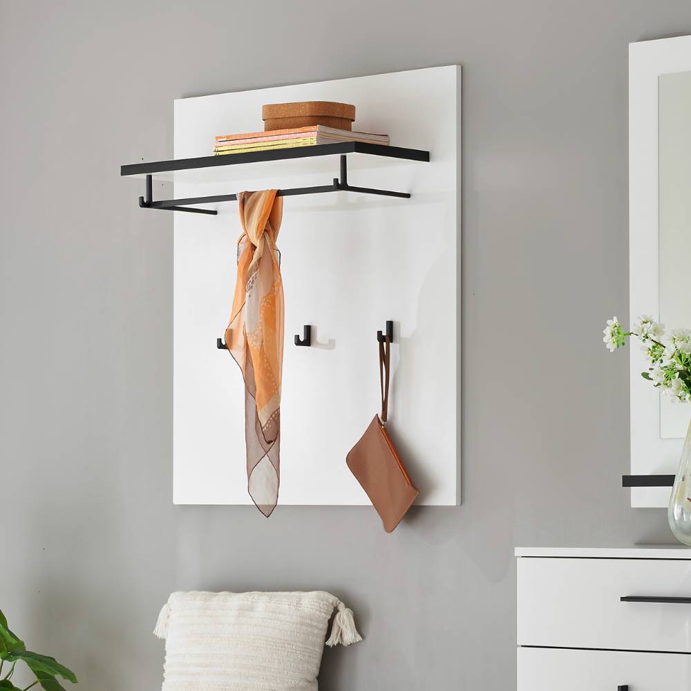 Flurgarderobe Bistian in Weiß mit Hochglanz Front (vierteilig)