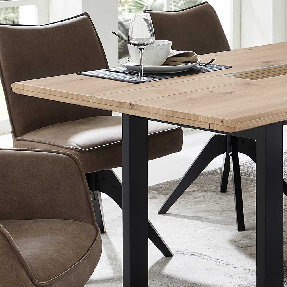 Esstisch mit 6 Stühlen Luzie in modernem Design - Stühle drehbar (siebenteilig)
