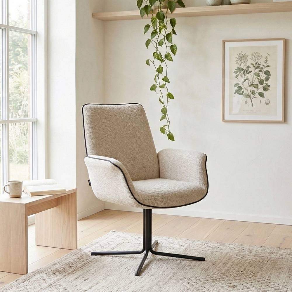 Esszimmerstuhl Curney mit Kreuzfuß aus Metall um 360 Grad drehbar