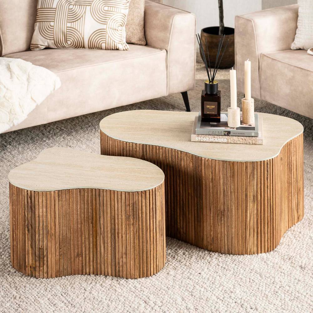Designercouchtische Nongo 41 cm hoch in organischer Form (zweiteilig)