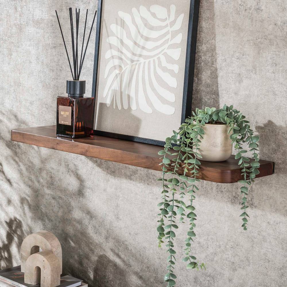 Wand Regal Odrato aus Akazie Massivholz 90 cm breit