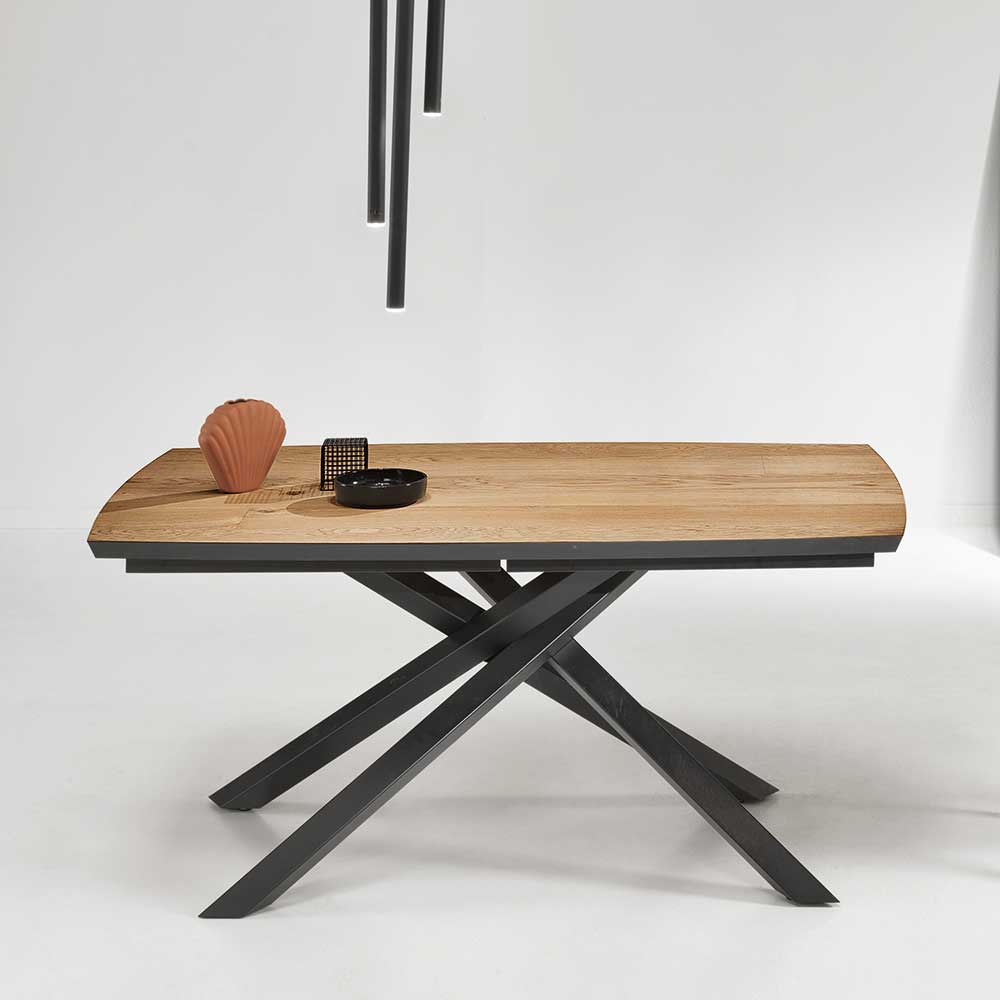 Design Esstisch Andiamo in Eiche hell und Schwarz mit Mikado Fußgestell