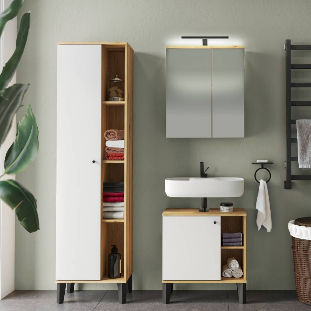 Badmöbelkomplettset Zyret dreiteilig in modernem Design (dreiteilig)
