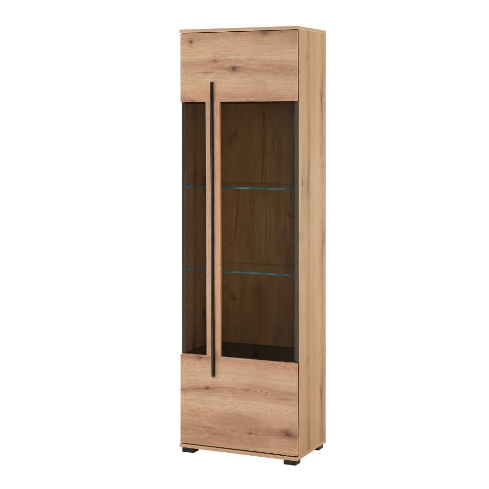 Wohnzimmerschrankwand Cemutra in Eichefarben 200 cm hoch (vierteilig)