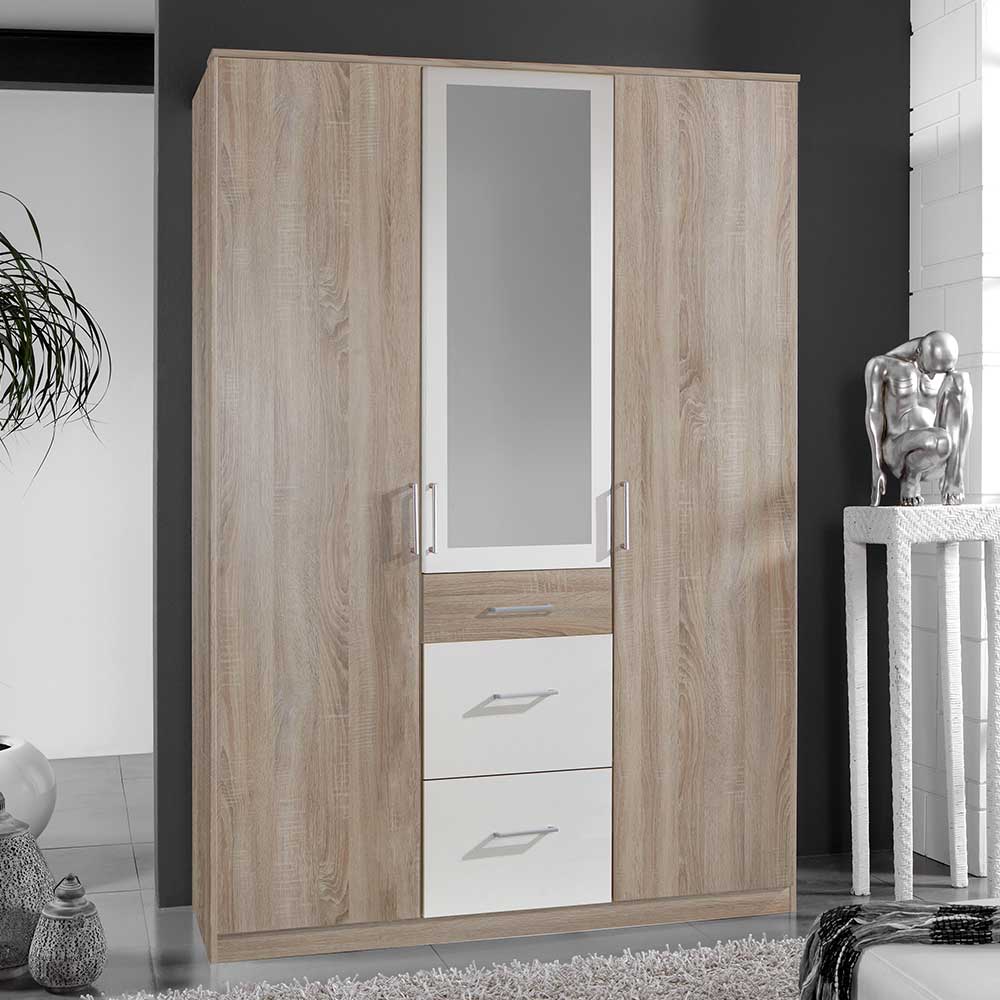 Made in Germany Drehtürschrank Milana in Eiche Sägerau und Weiß