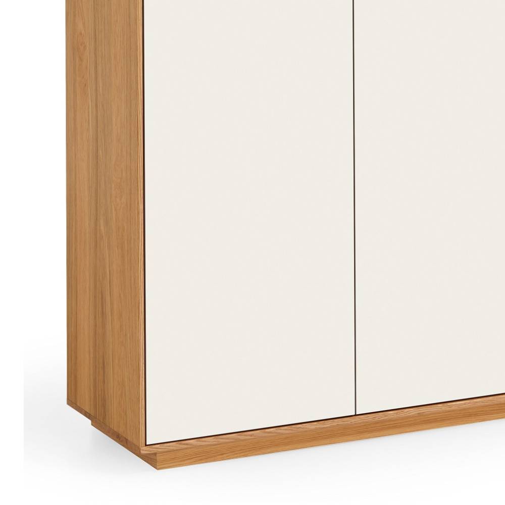 Schuh Sideboard Bedina mit Drehtüren in Eiche Bianco & Weiß