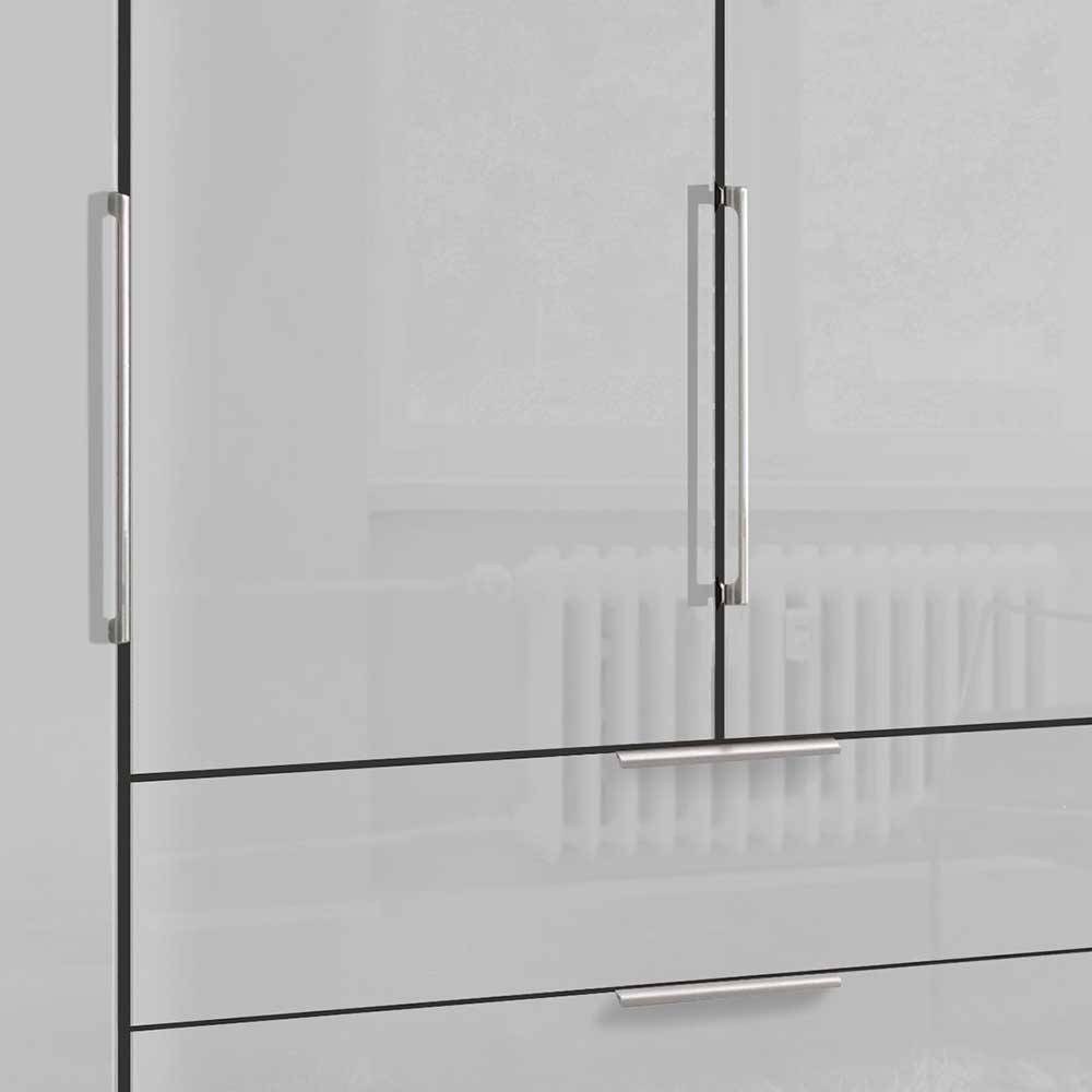 Schlafzimmerschrank Locoro in Weiß glasbeschichtet mit Soft Close