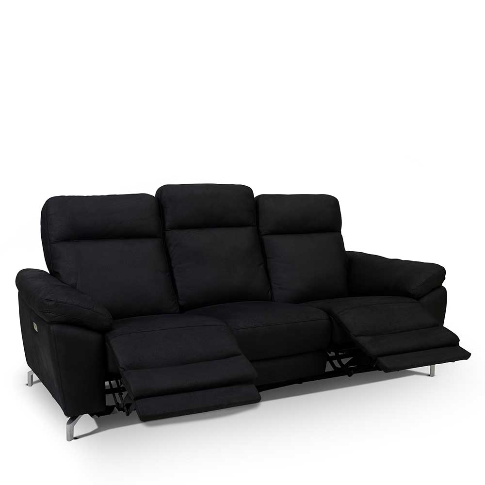 3er Sofa Emonila in Schwarz mit Relaxfunktion