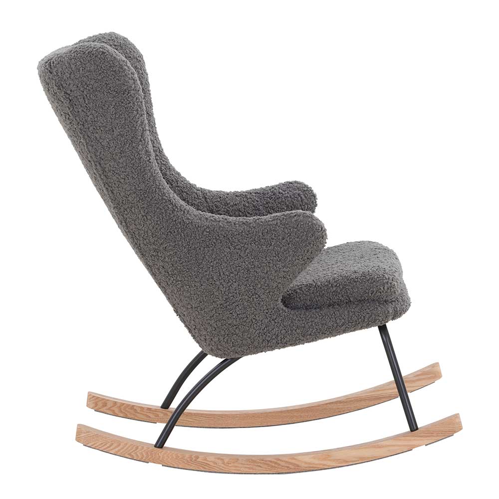 Plüsch Schaukelstuhl Jilamenda im Skandi Design in Grau