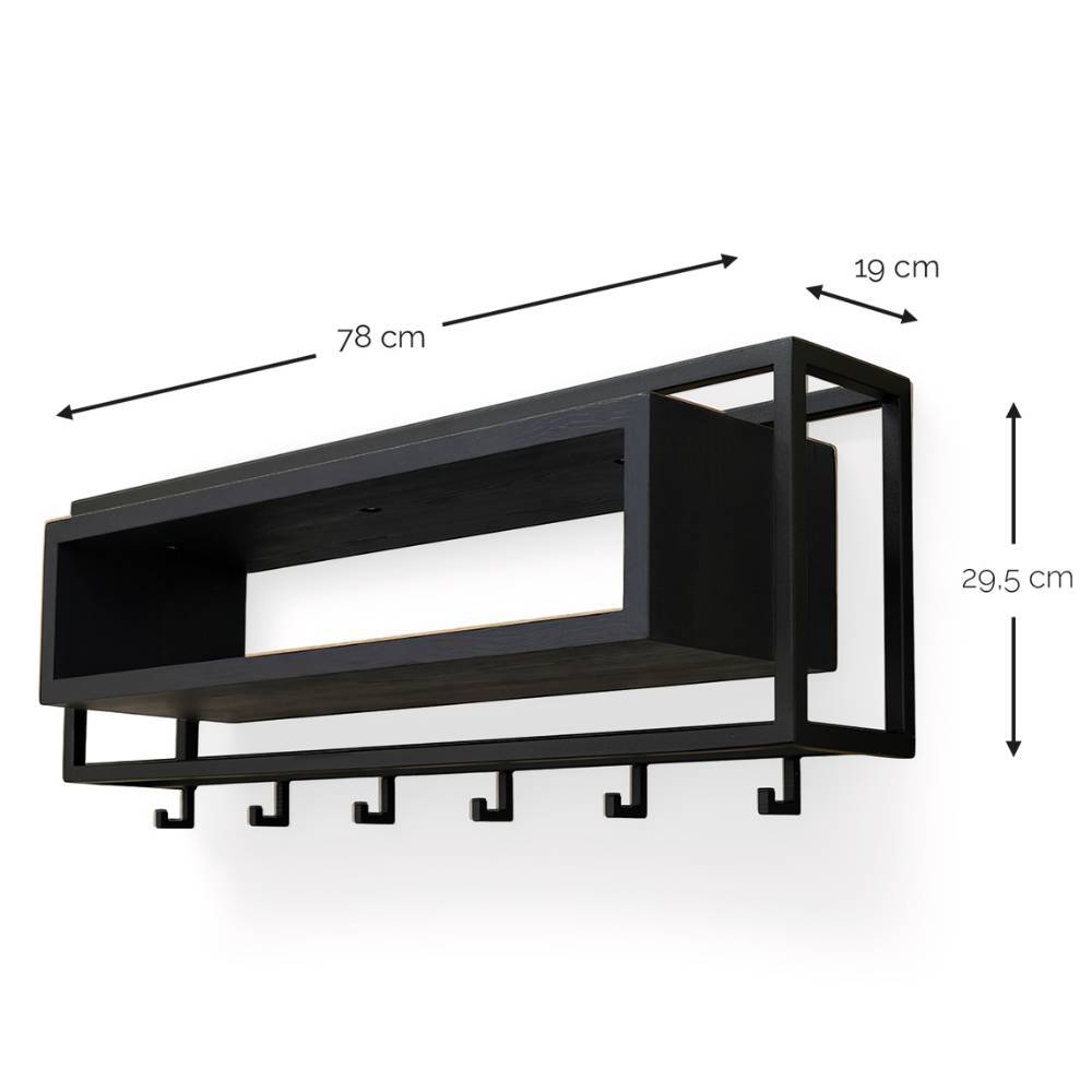 Wandgarderobe Cerala in Schwarz 78 cm breit
