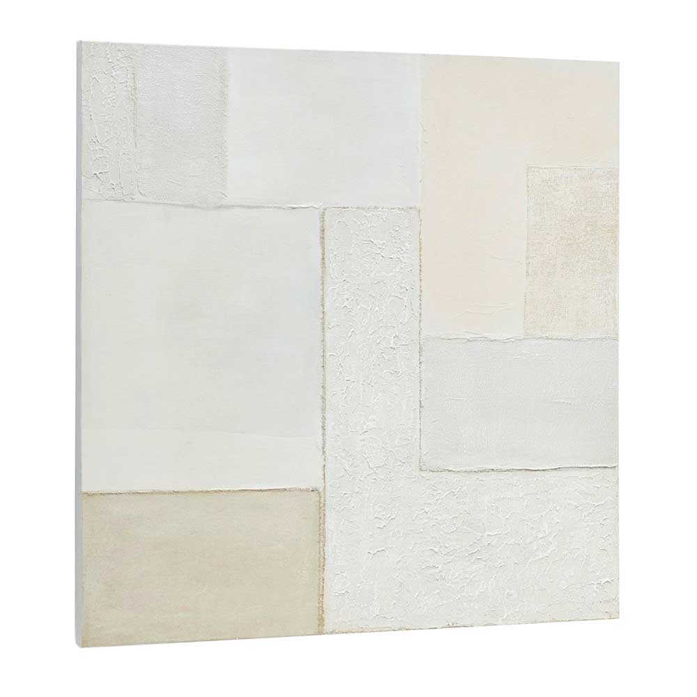 Weißes Wandbild Olli mit abstraktem Muster Quadrat 95x95 cm
