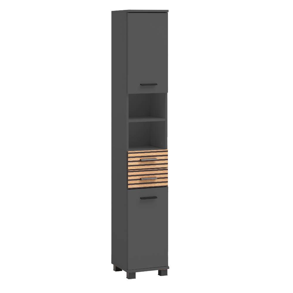 Badezimmerhochschrank Bennus in Anthrazit 30 cm breit