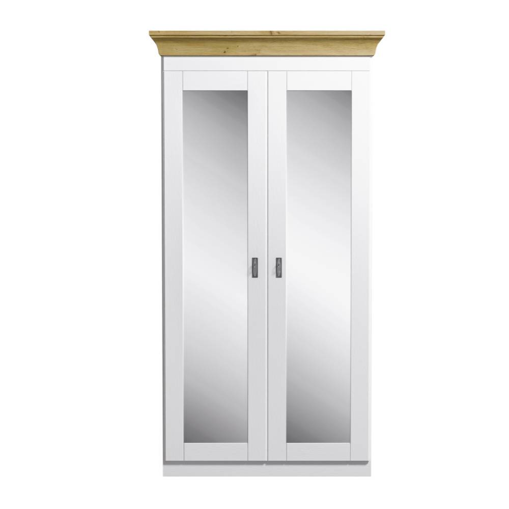 Drehtürenkleiderschrank Bazna mit Spiegel im Landhausstil