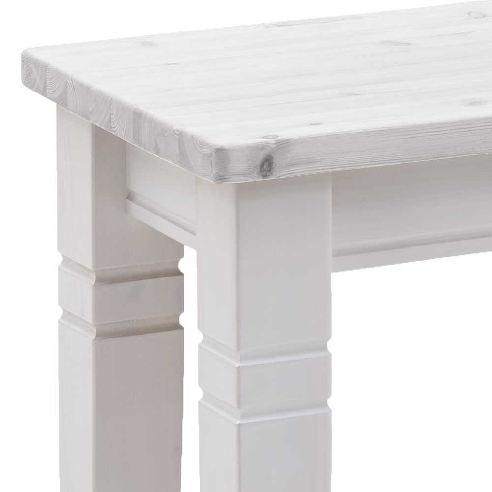 Weiße Massivholz Bank Kalimba aus Kiefer im Landhausstil