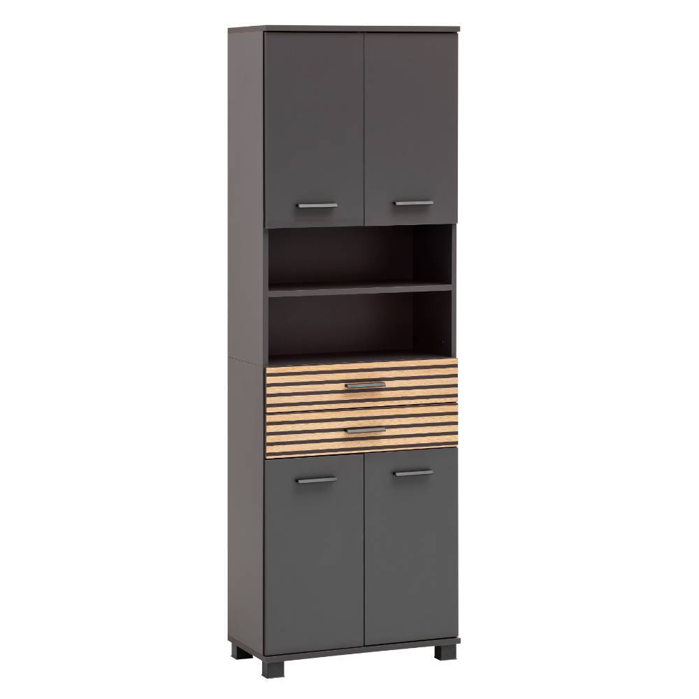 Bad Hochschrank Bennus 181 cm hoch mit Drehtüren