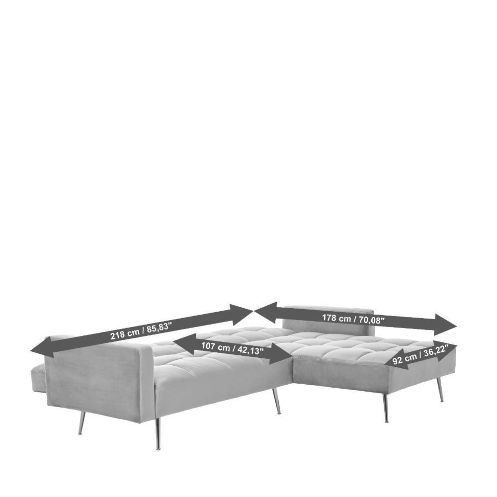Ecksofa Lessima in Grau und Goldfarben