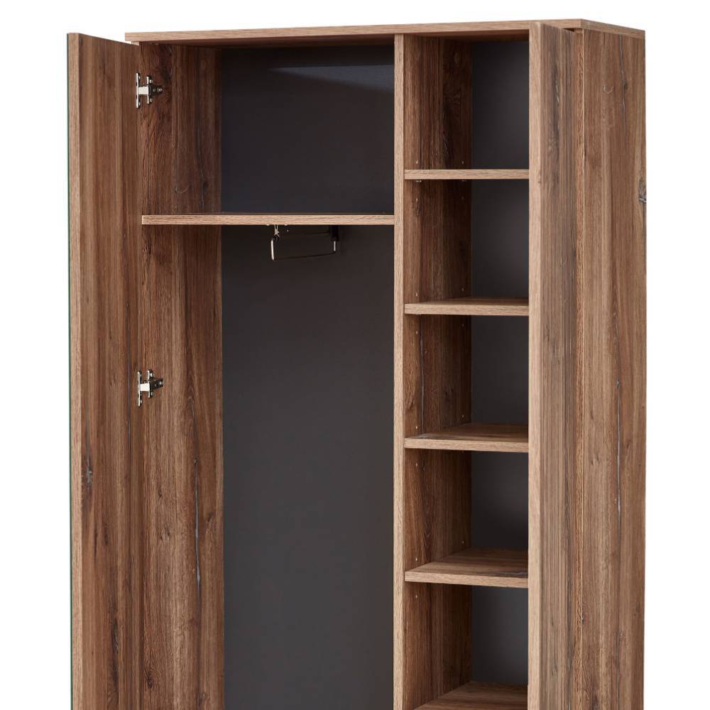 Garderobenschrank Clusego mit Spiegeltür und LED Beleuchtung