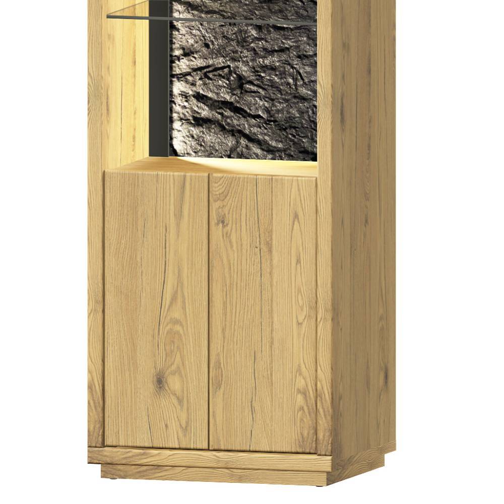 Wohnwand Ostoro 206 cm hoch in Wildeiche Bianco (zweiteilig)