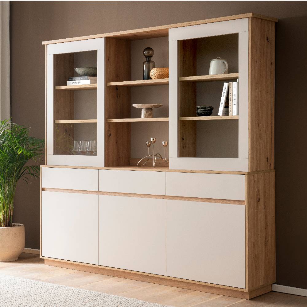 Buffetvitrine Ikba mit Glastüren 202 cm breit