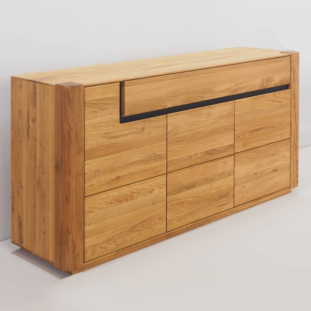 Sideboard Arouca aus Eiche Massivholz mit Griffmulden