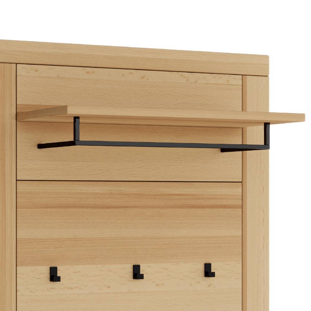 Wandgarderobe Zella in Kernbuchefarben mit 3 Kleiderhaken