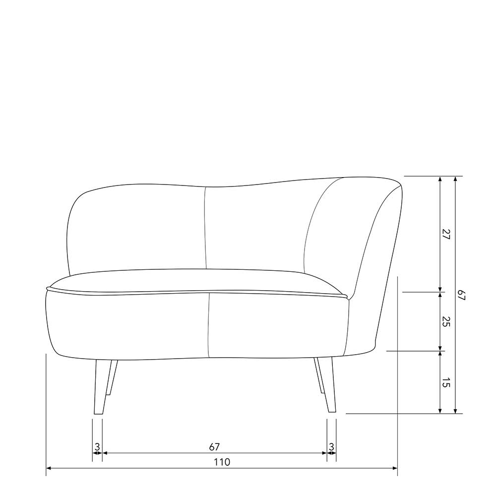 Lounge Einsitzer Sofa Corsica in Dunkelgrün Samt Rücken echt bezogen