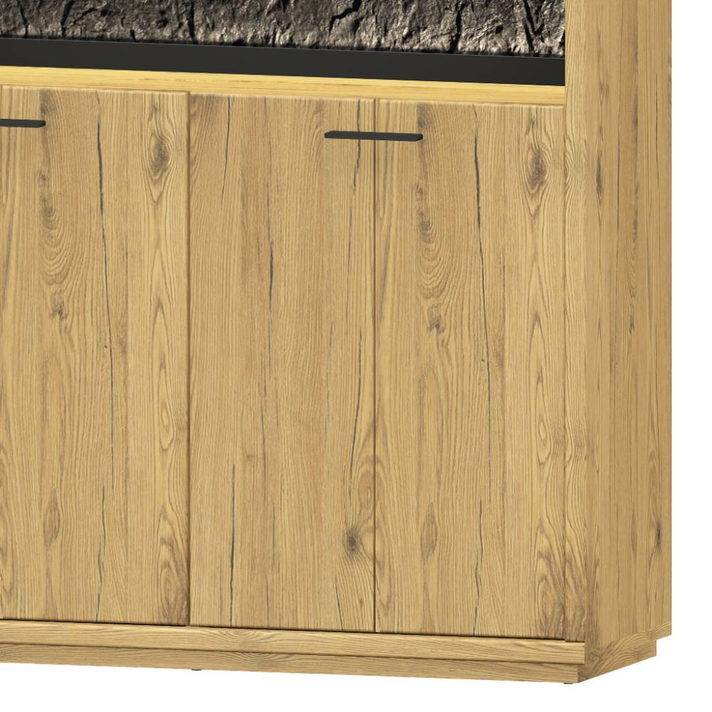 Wohnwand Holz Ostoro in Wildeiche Bianco und modernem Design (dreiteilig)
