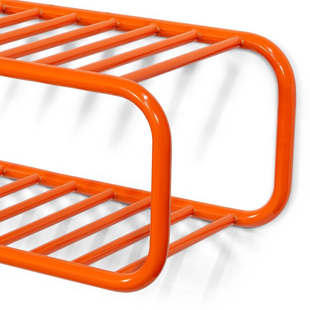 Retrostil Schuhregal Biancaneve in Orange mit zwei Schuhgittern